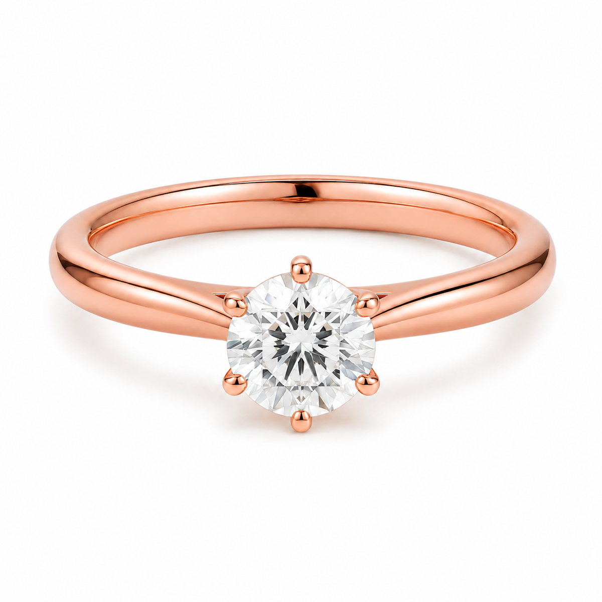 Celestia Round Solitaire lab-grown diamond ring in polished 18K rose gold