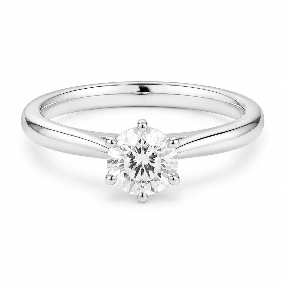 Celestia Round Solitaire lab-grown diamond ring in polished 18K white gold