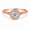 Heritage Round Milgrain Halo lab-grown diamond ring in polished 18K rose gold