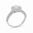 Heritage Round Milgrain Halo lab-grown diamond ring side profile in 18K white gold