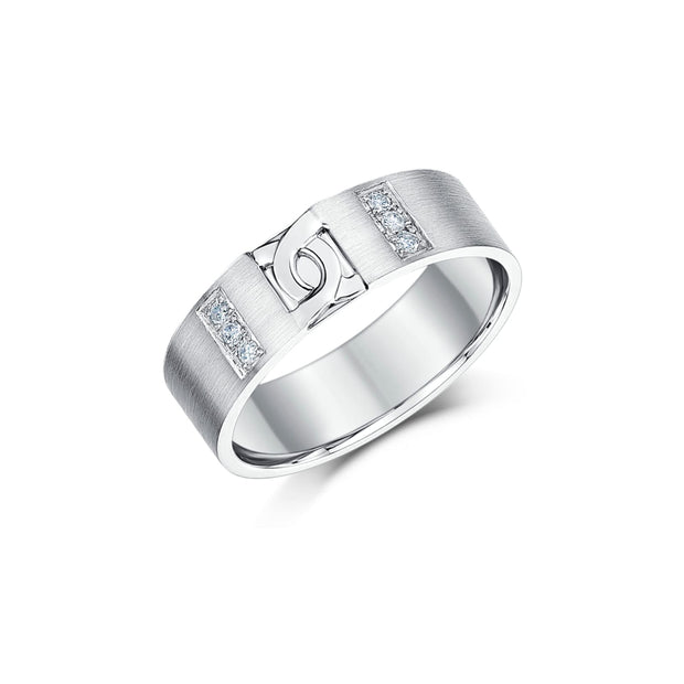 Modern Interlock Men's Gold Diamond Band