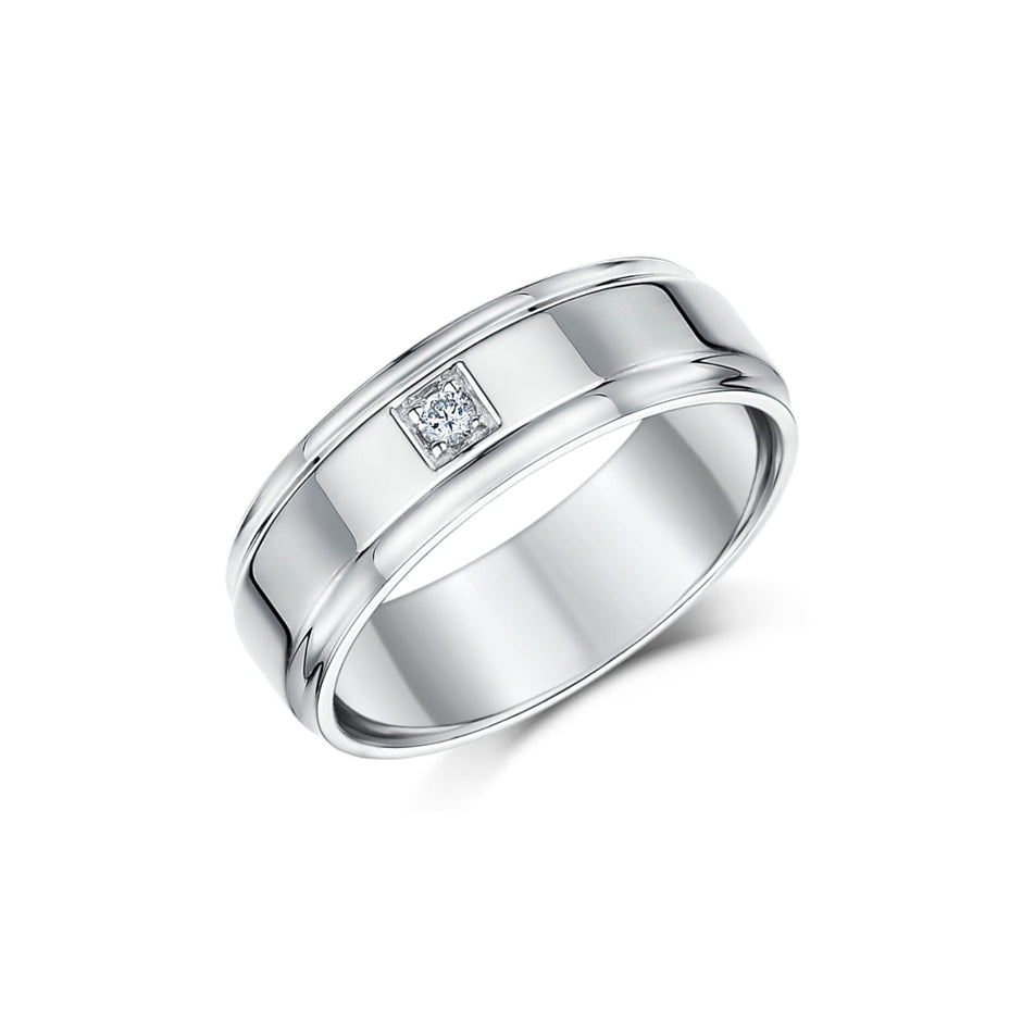 Sleek Square-Set Men's Diamond Ring
