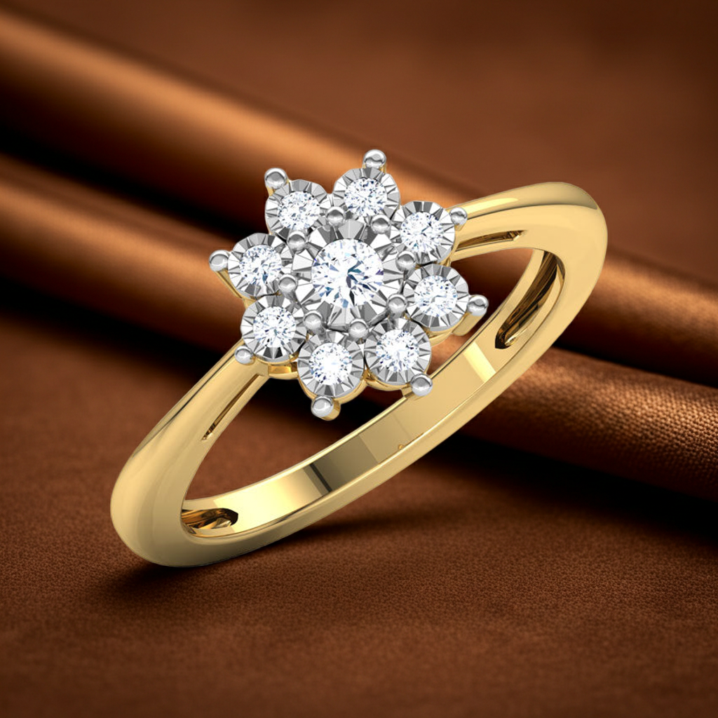 Flower Gold Diamond Ring
