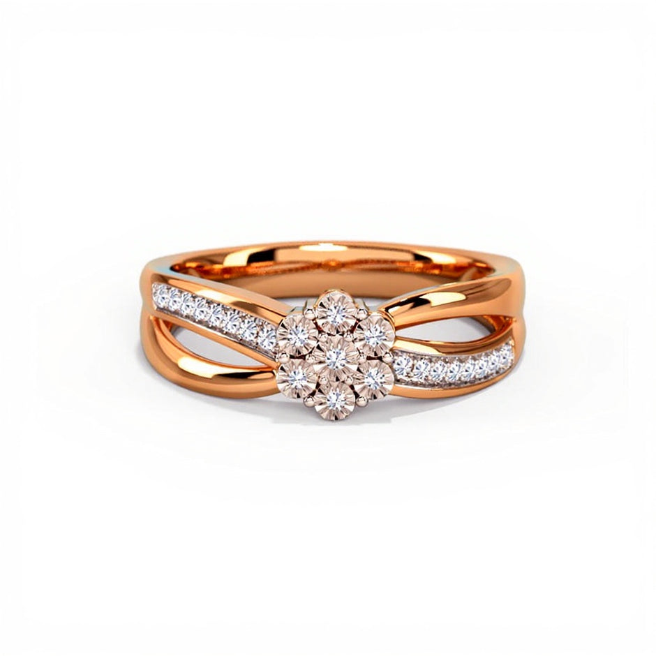 Blossom Flower Gold Diamond Ring in rose gold — full product view, image 9