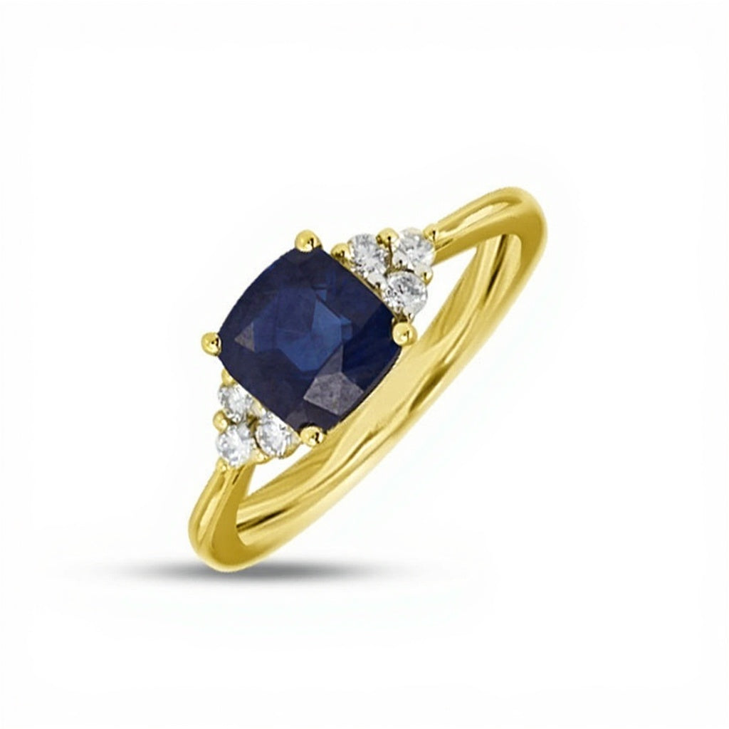 Blue Stone Gold Diamond Ring - Khatim Jewels