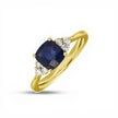 Blue Stone Gold Diamond Ring - Khatim Jewels