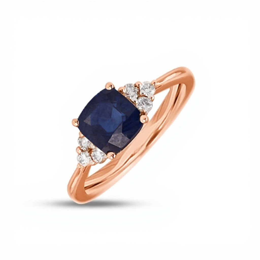 Blue Stone Gold Diamond Ring - Khatim Jewels