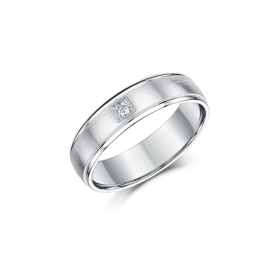 Men ring with a diamond on a white background
