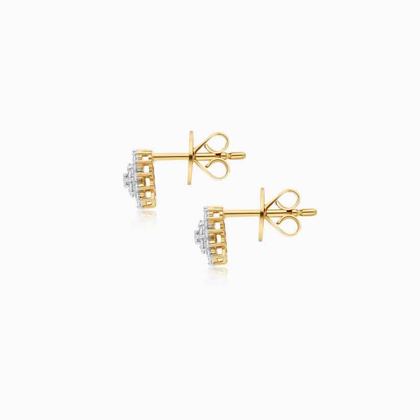 Starlight Diamond Cluster Earrings in gold — angled catalog view, image 2