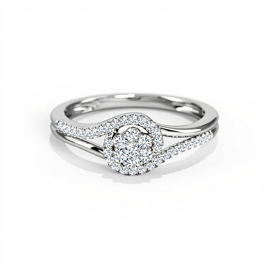 white Gold Diamond ring with diamond accents on a white background