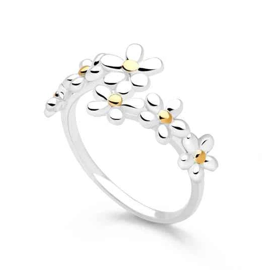 Daisy Flower Women Silver Ring in 925 sterling silver — front catalog view, image 1
