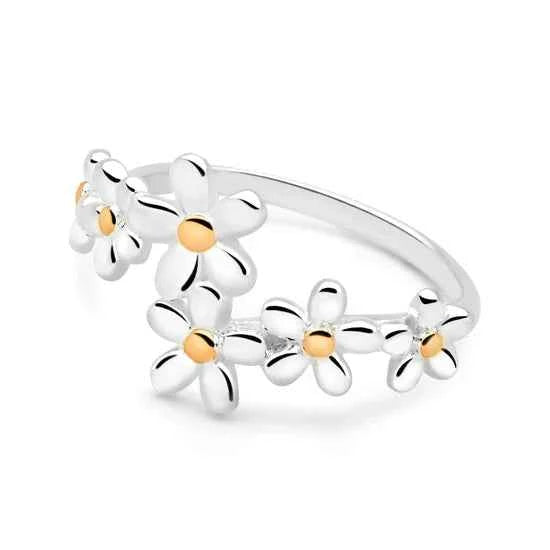 Daisy Flower Women Silver Ring in 925 sterling silver — angled catalog view, image 2