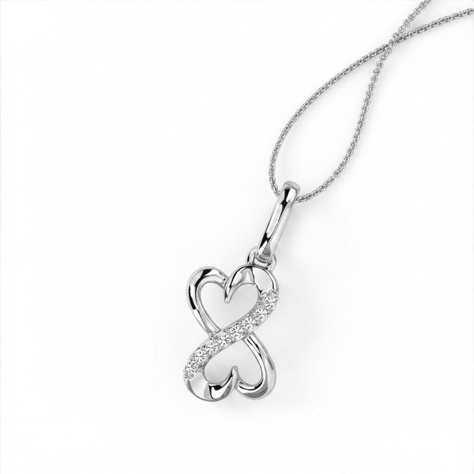 Intertwined Heart & Infinity Gold Diamond Pendant