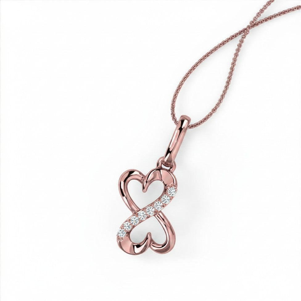 Intertwined Heart & Infinity Gold Diamond Pendant