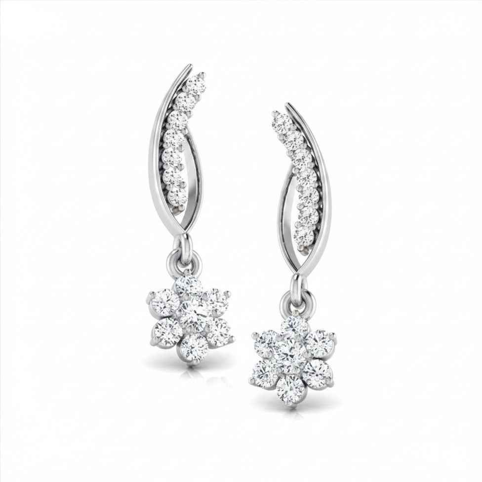 Floral Leaf Gold Diamond Earrings
