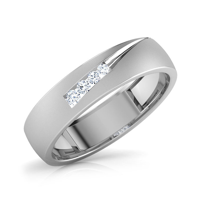 Silver Men Diamond Ring with embedded diamonds on a white background