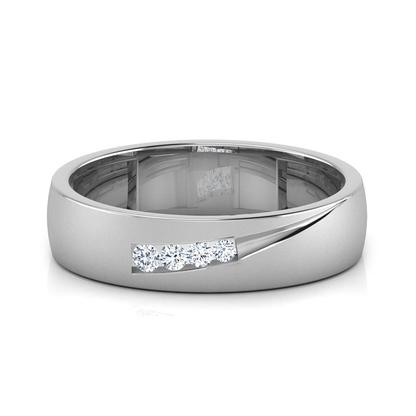 Silver Diamond Men ring with three diamonds on a white background