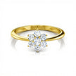 White Gold Engagement Diamond Ring with a diamond flower setting on a white background