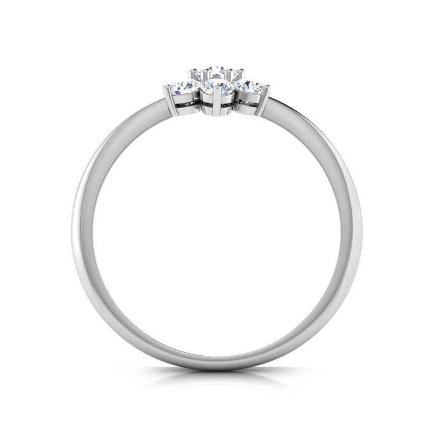 White Gold Engagement Diamond Ring with a diamond flower setting on a white background