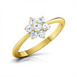 White Gold Engagement Diamond Ring with a diamond flower setting on a white background