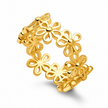 A gold Plated Silver ring featuring a continuous openwork floral pattern, shown on a clean white background with a soft shadow.