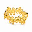 A gold-colored Silver women ring featuring a continuous pattern of stylized flower petals, shown on a clean white background.