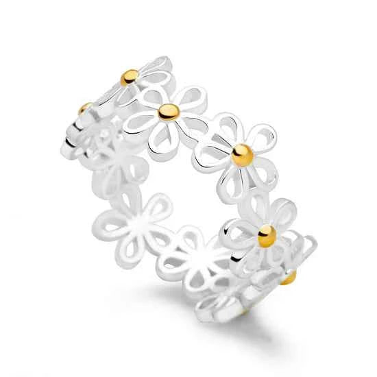 Floral Flower Women Silver Ring