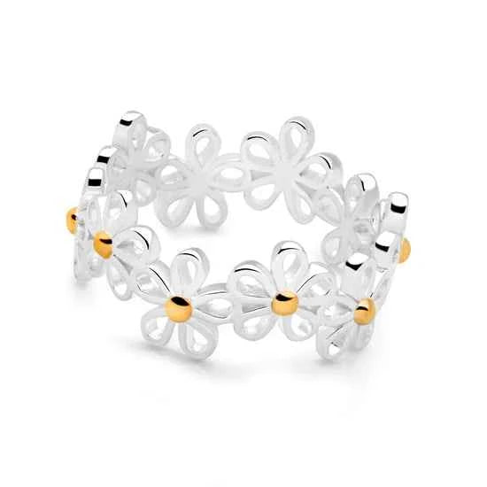Floral Flower Women Silver Ring