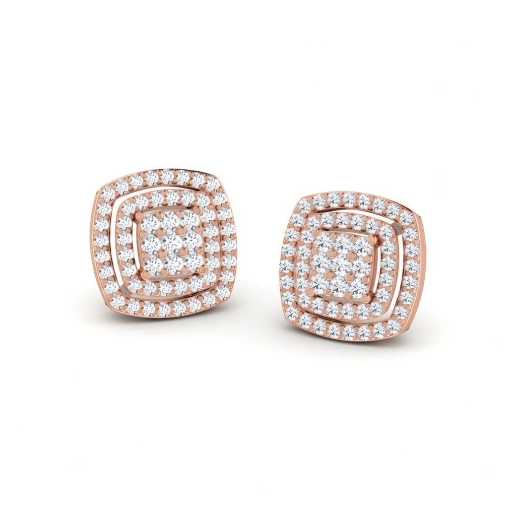 Dazzle Cluster Gold Diamond Earrings