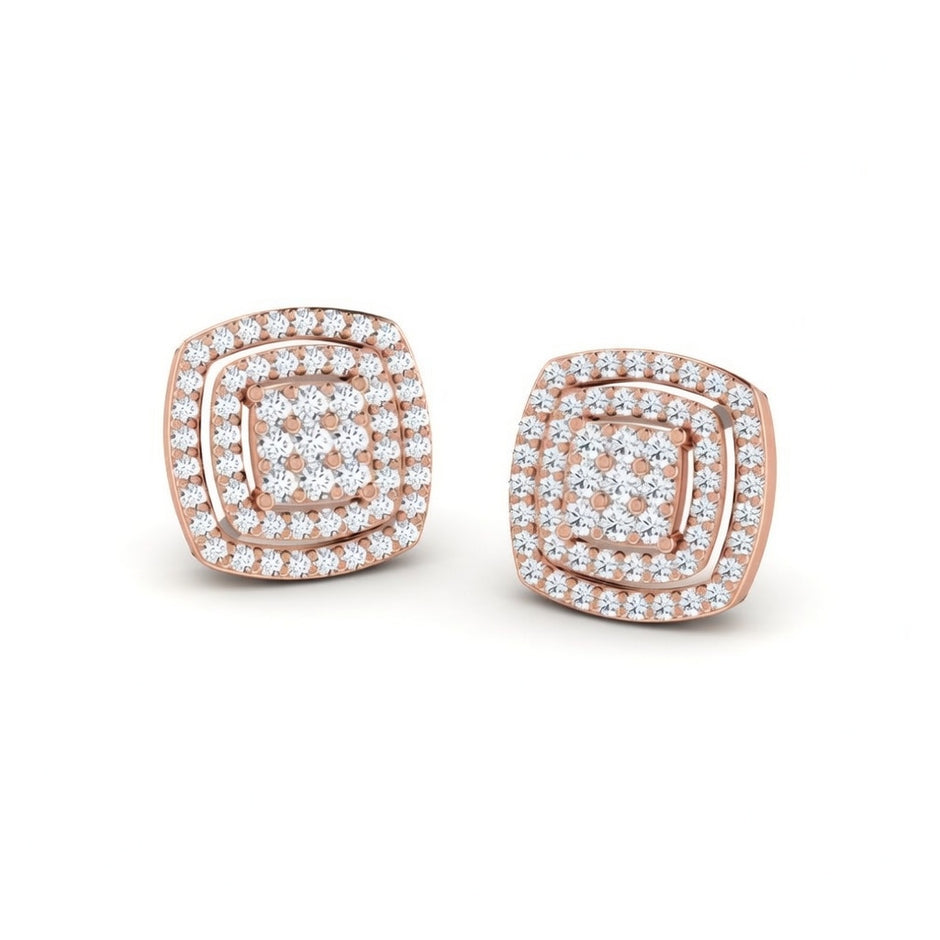 Dazzle Cluster Gold Diamond Earrings