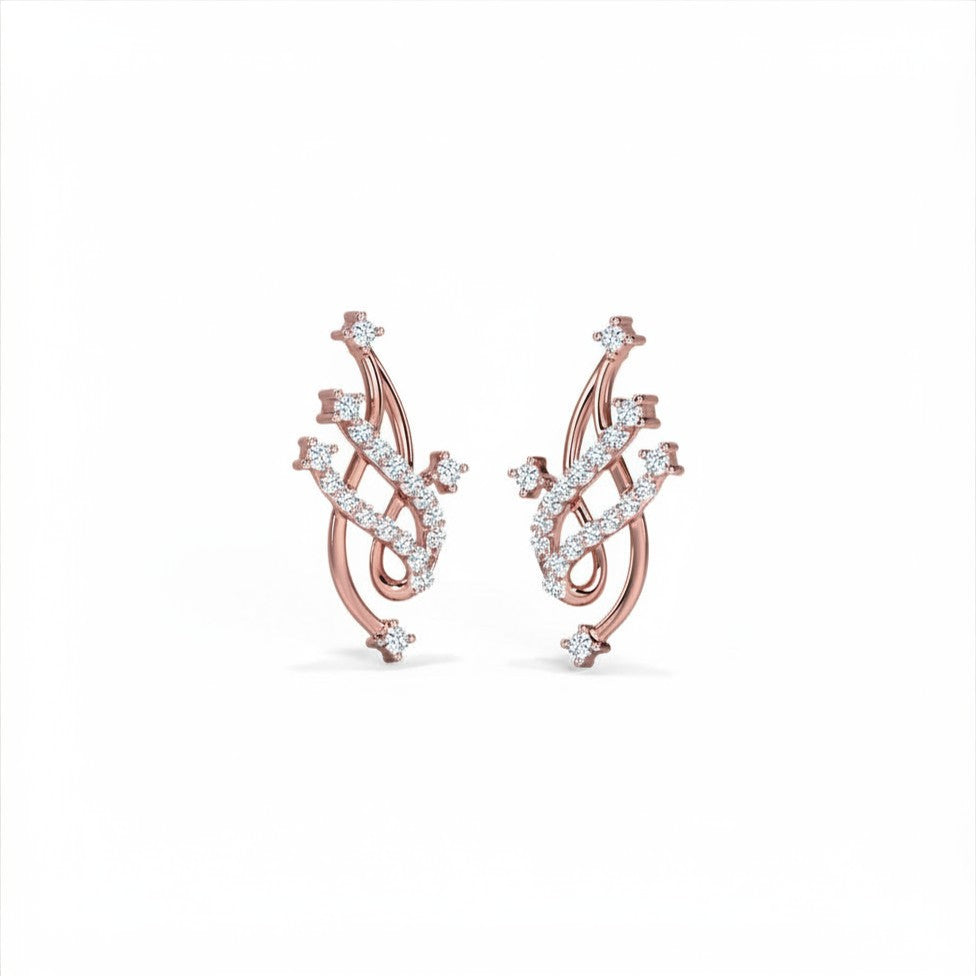 Celestial Lattice Gold Diamond Earrings