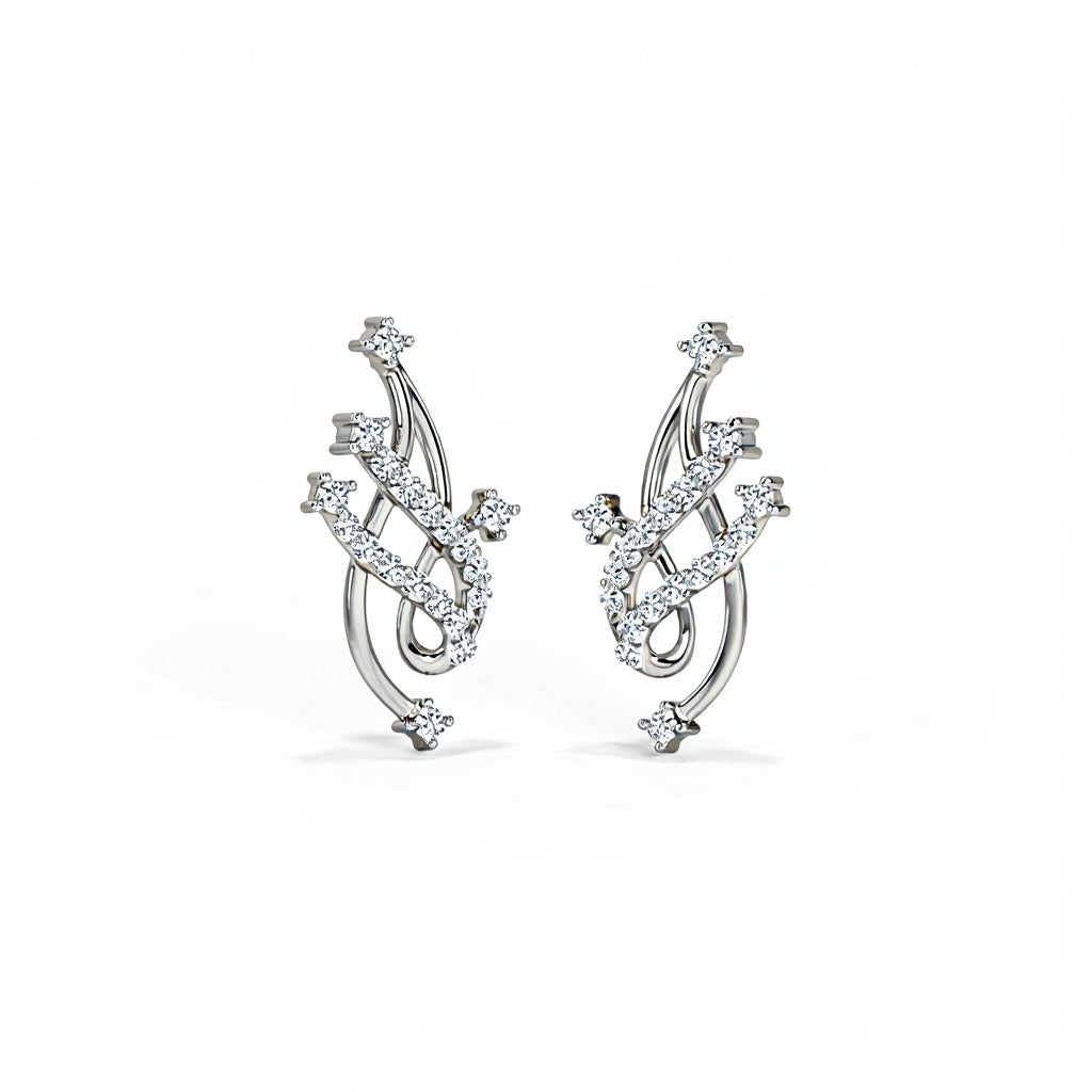 Celestial Lattice Gold Diamond Earrings
