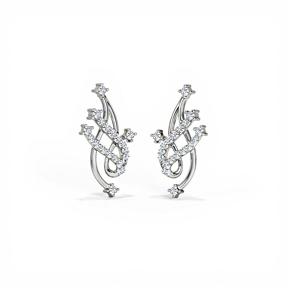 Celestial Lattice Gold Diamond Earrings