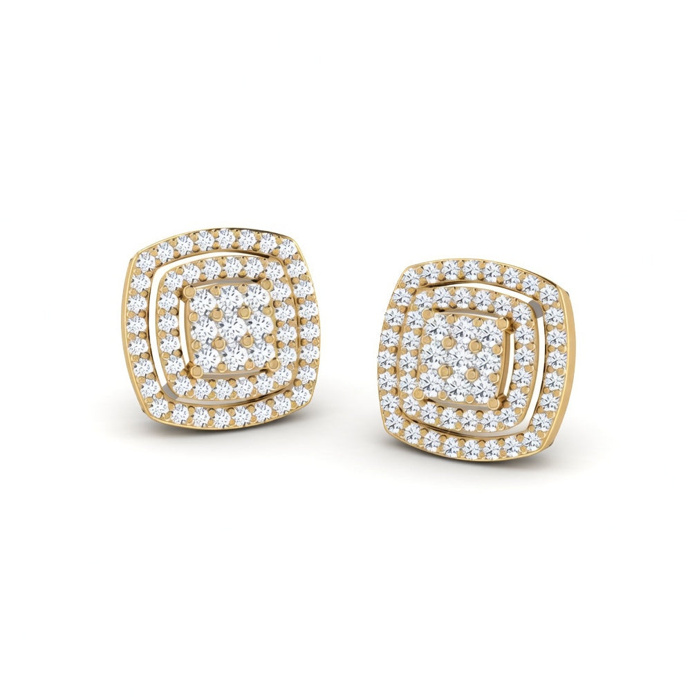 Dazzle Cluster Gold Diamond Earrings
