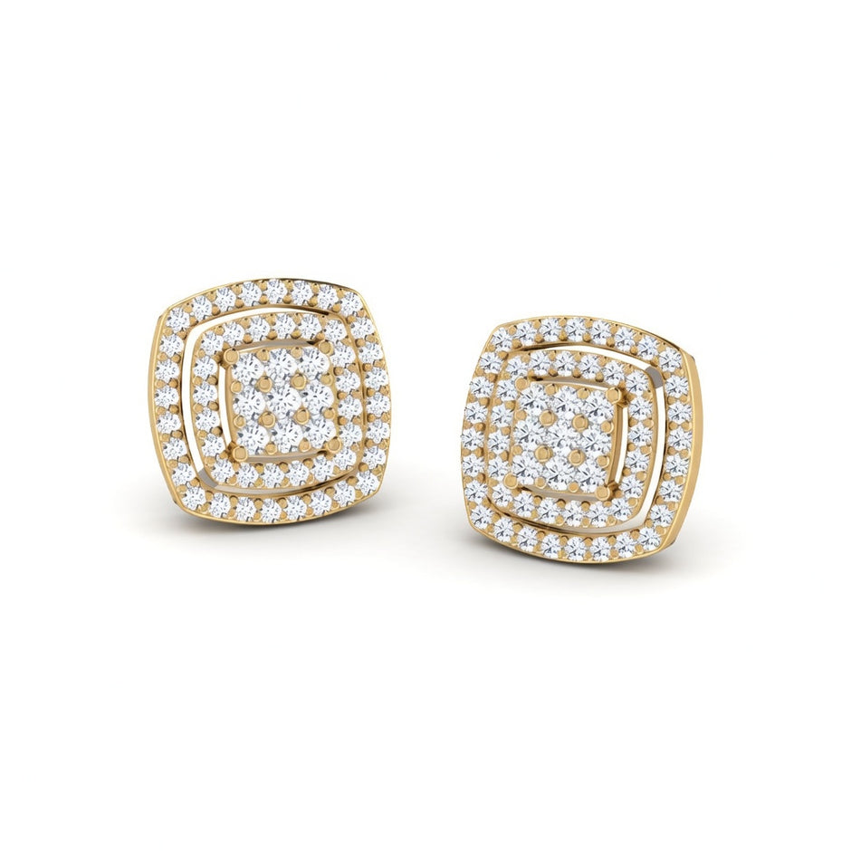 Dazzle Cluster Gold Diamond Earrings