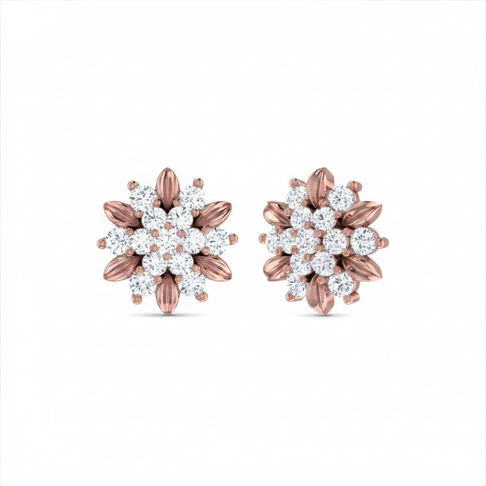 Floral Gold Diamond Earrings