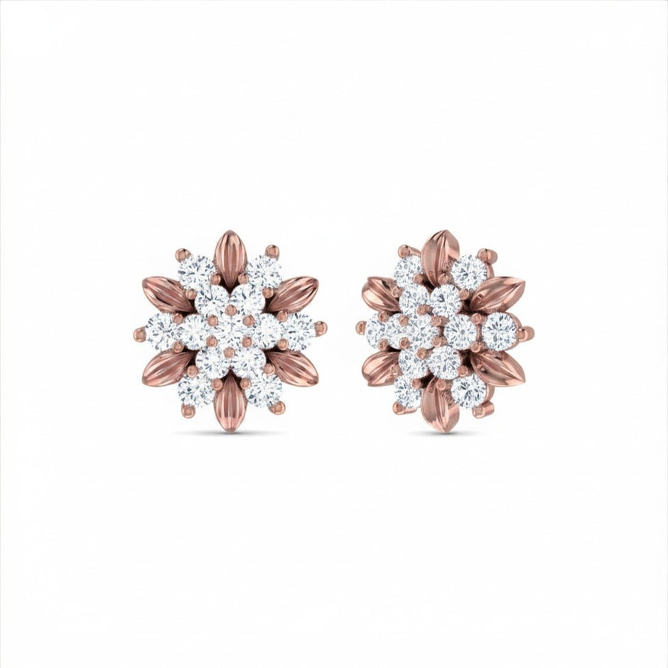 Floral Gold Diamond Earrings