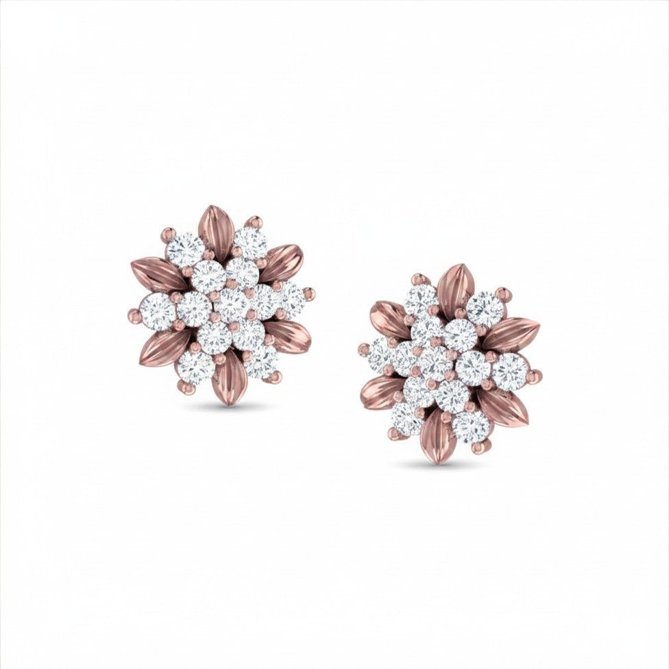 Floral Gold Diamond Earrings