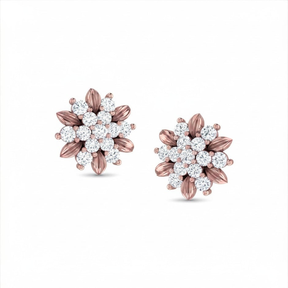 Floral Gold Diamond Earrings