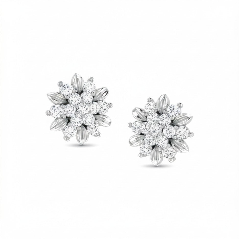Floral Gold Diamond Earrings