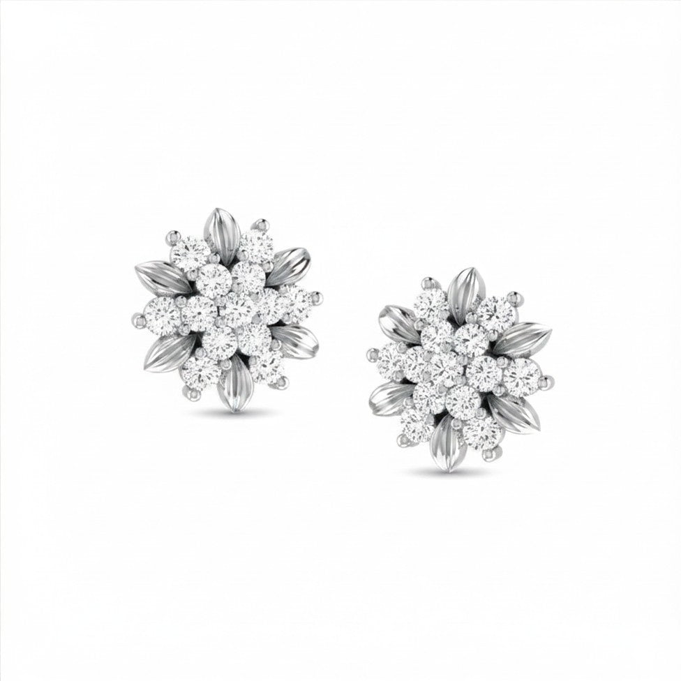 Floral Gold Diamond Earrings