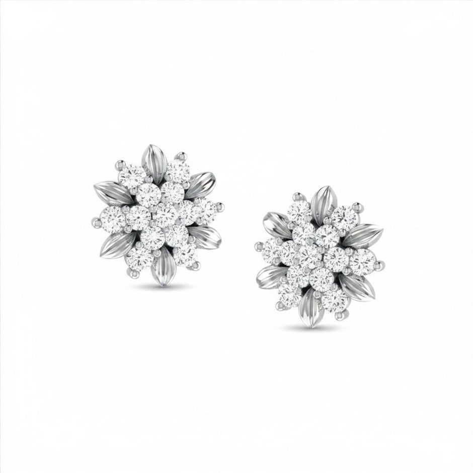 Floral Gold Diamond Earrings