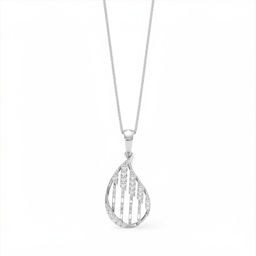 Lattice Teardrop Gold Diamond Pendant