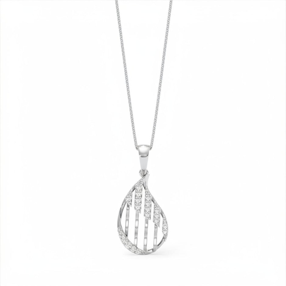 Lattice Teardrop Gold Diamond Pendant