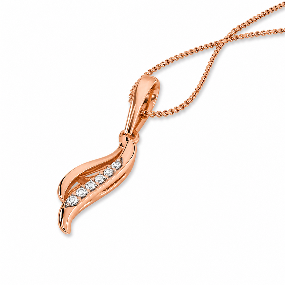 Leaf Gold Diamond Pendant