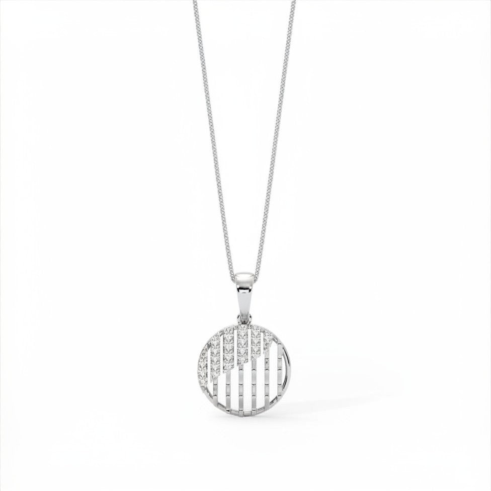 Circular Grid Gold Diamond Pendant