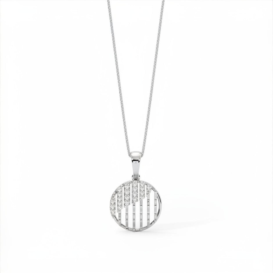 Circular Grid Gold Diamond Pendant