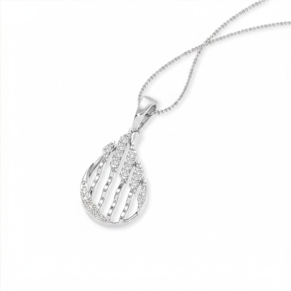Lattice Teardrop Gold Diamond Pendant
