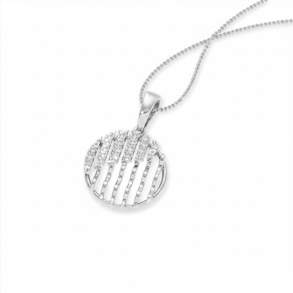 Circular Grid Gold Diamond Pendant