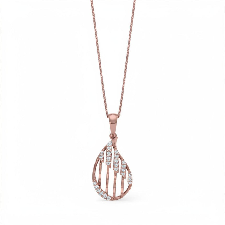 Lattice Teardrop Gold Diamond Pendant